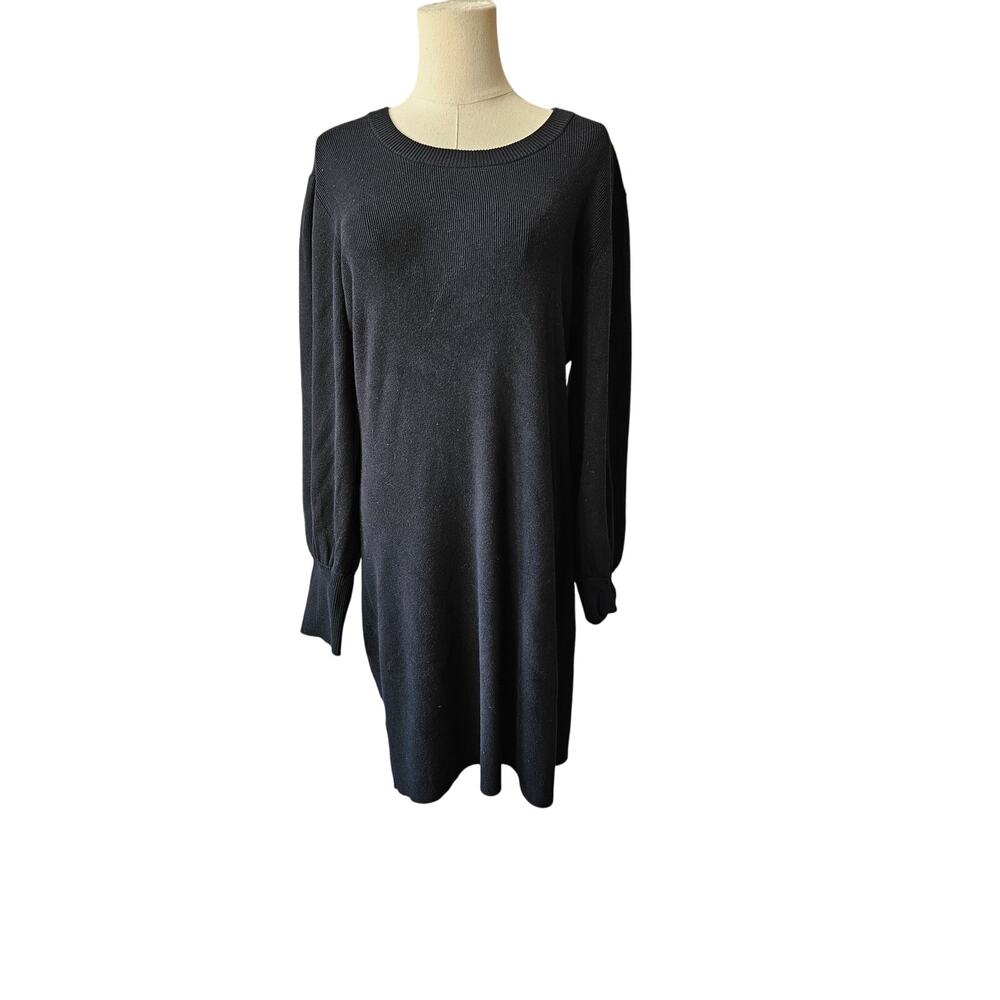 Tommy Bahama Womens Black‎ Solid Round Neck Long Sleeve Sweater Dress Size Large